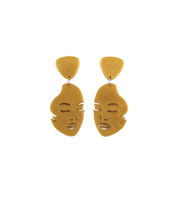 Pendientes 3D Mina Xoia cara mujer femenina oro