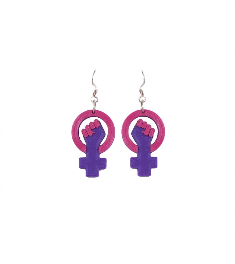 Pendientes 3D Mina Xoia puño símbolo feminista